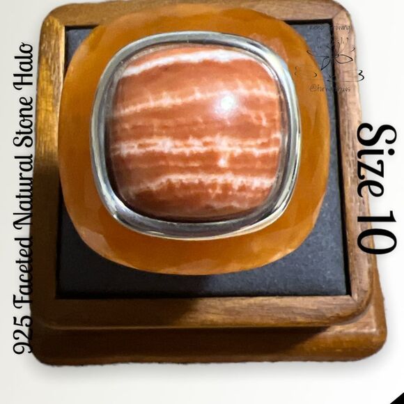 925 Orange Natural Stone Ring Size 10 by Whitney Kelly - Picture 10 of 11